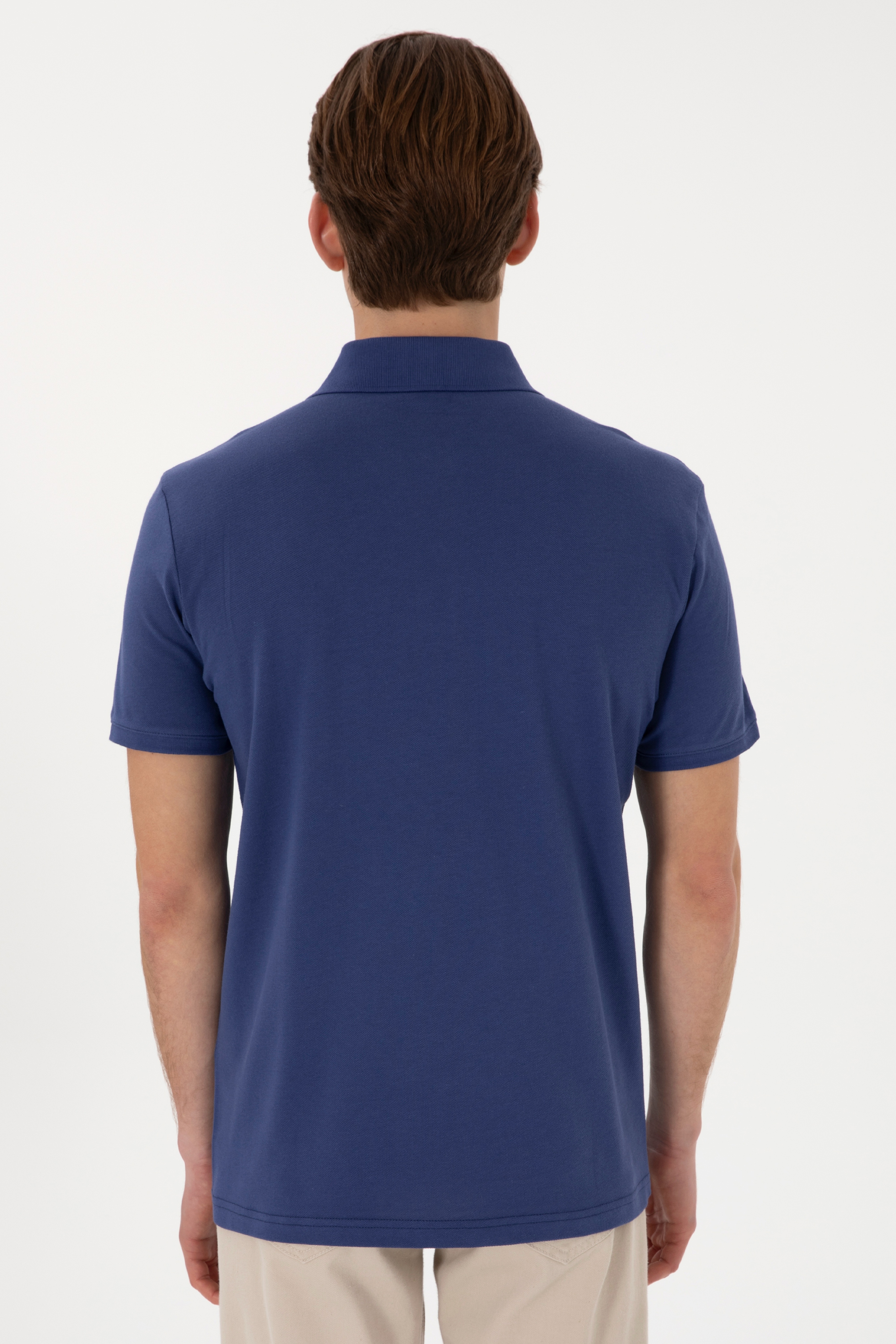 Erkek Slim Fit Polo Yaka Açık Basic Tişört