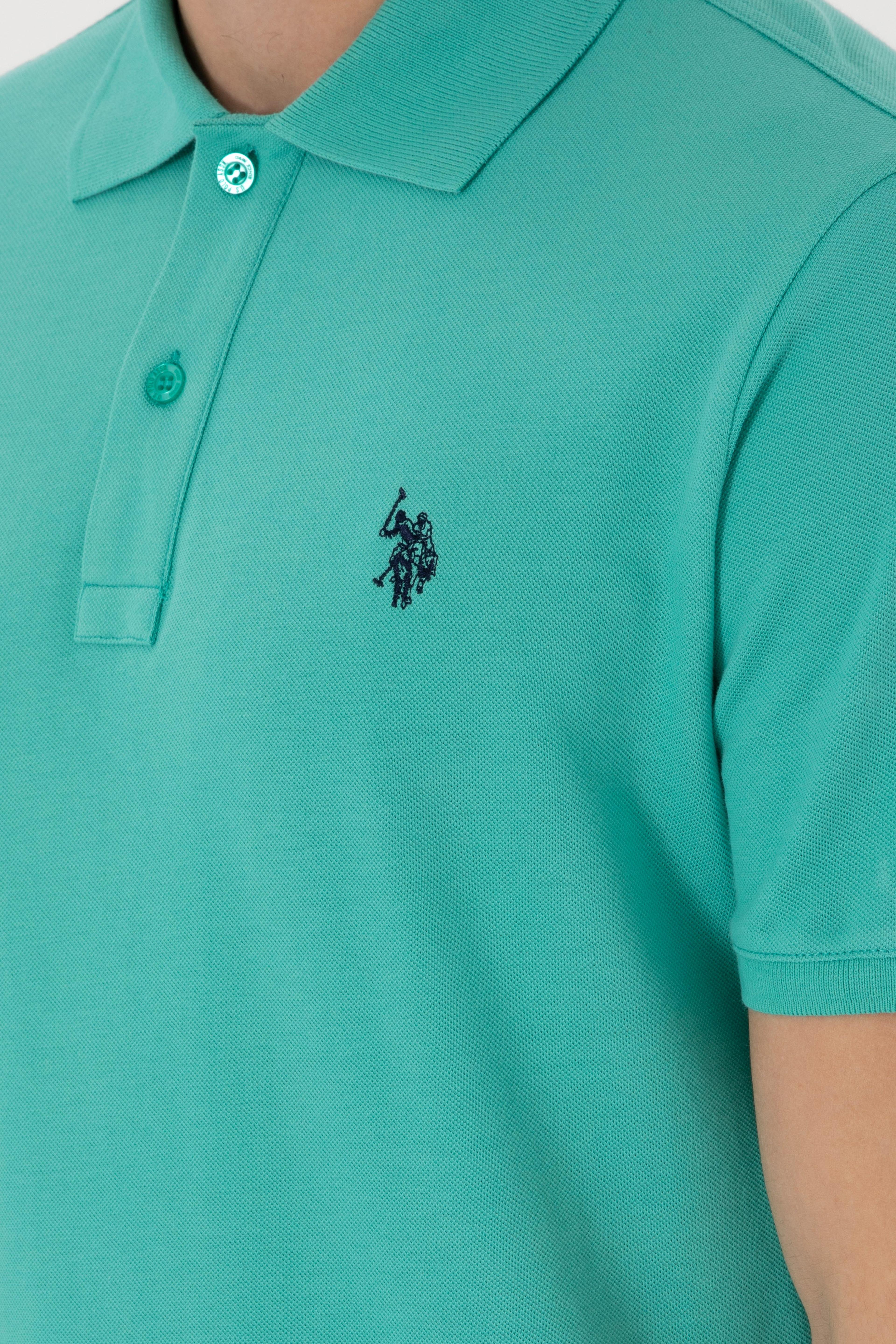 Erkek Slim Fit Polo Yaka Mint Basic Tişört
