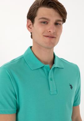 Erkek Slim Fit Polo Yaka Mint Basic Tişört - 50297984284