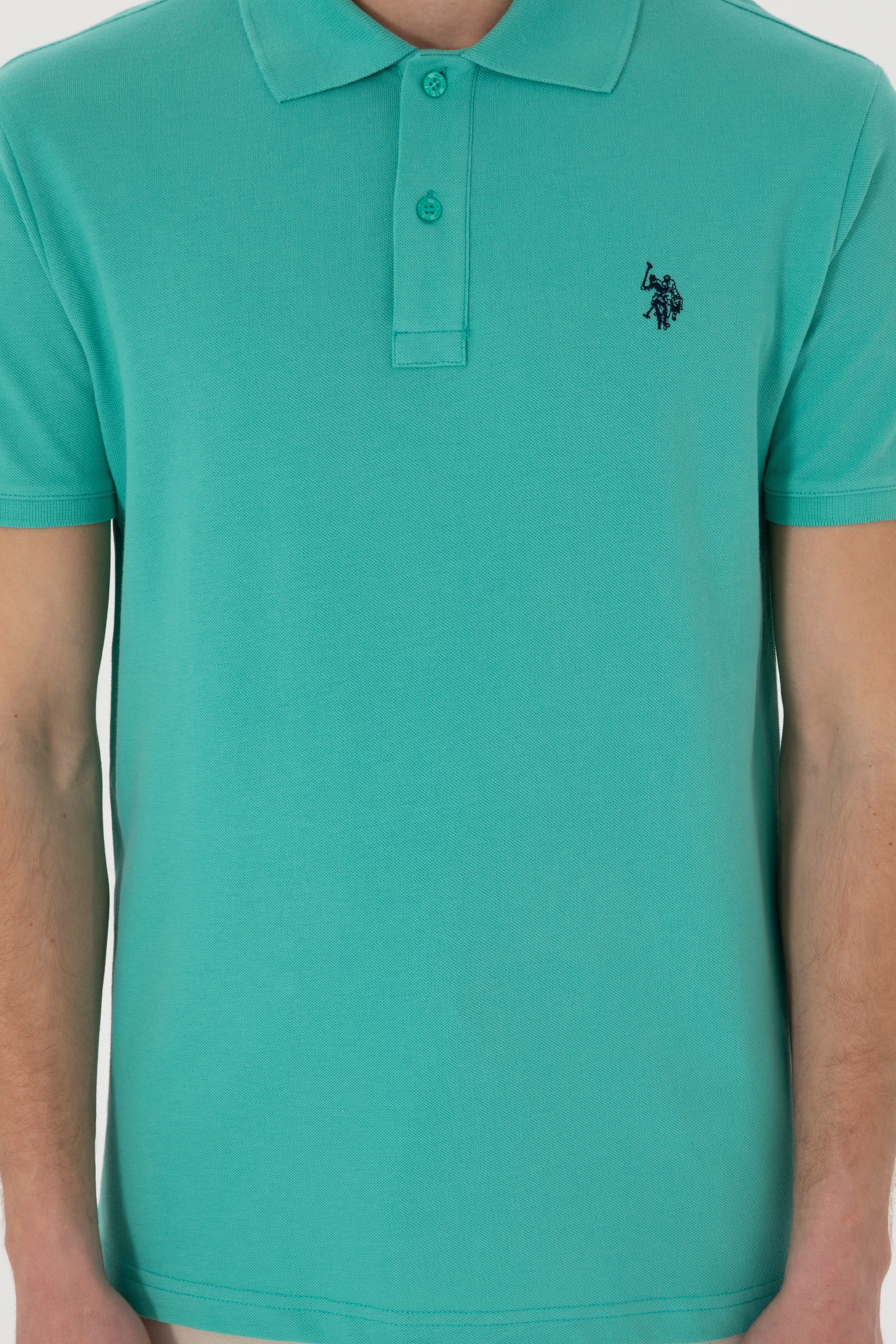 Erkek Slim Fit Polo Yaka Mint Basic Tişört - Image 6