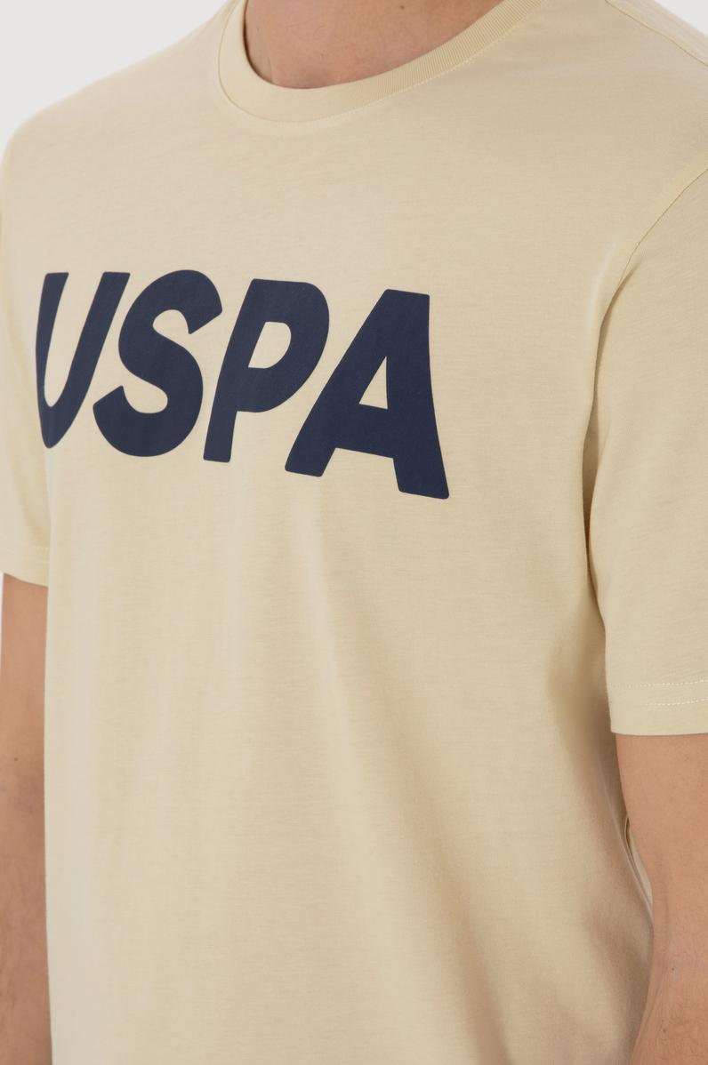 Erkek Regular Fit Bisiklet Yaka Açık Haki Basic Tişört