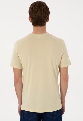 Erkek Regular Fit Bisiklet Yaka Açık Haki Basic Tişört - 50297988196