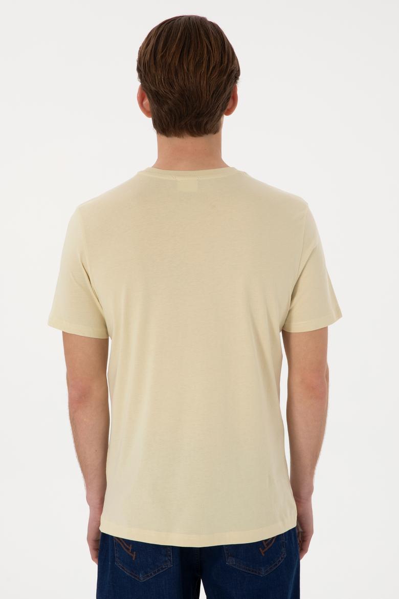 Erkek Regular Fit Bisiklet Yaka Açık Haki Basic Tişört - 50297988196