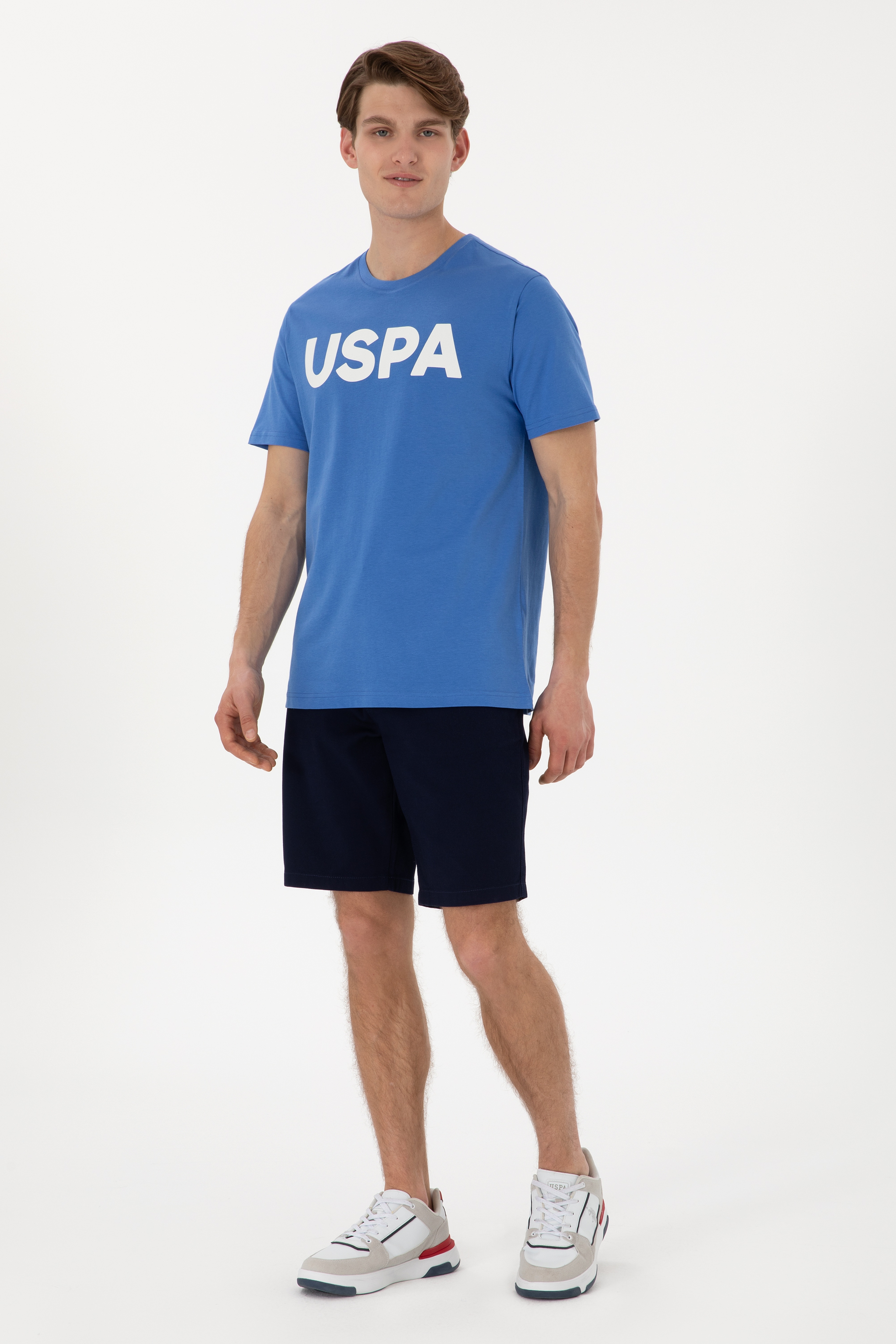 Erkek Regular Fit Bisiklet Yaka İndigo Basic Tişört - Image 4
