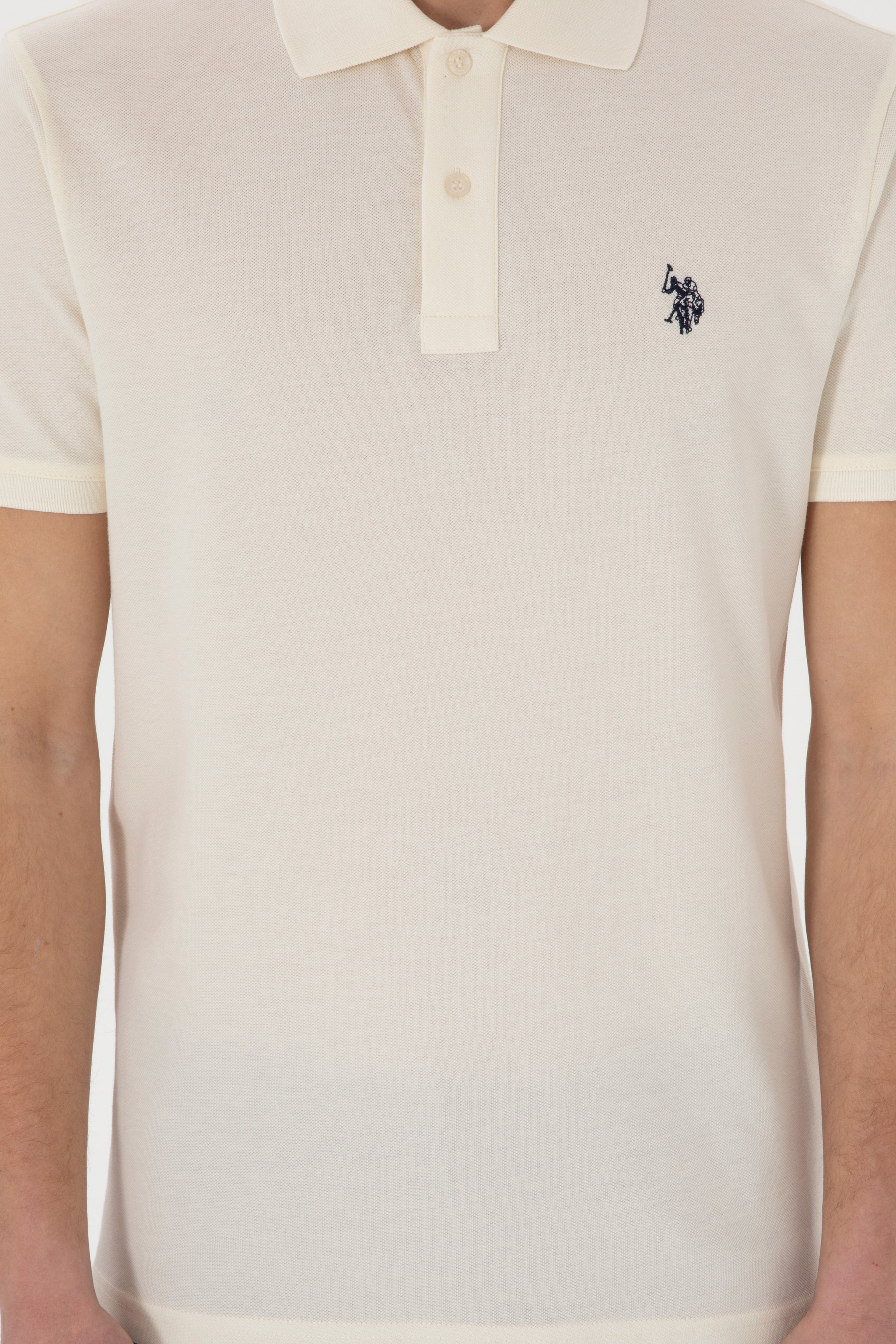 Erkek Slim Fit Polo Yaka Krem Basic Tişört