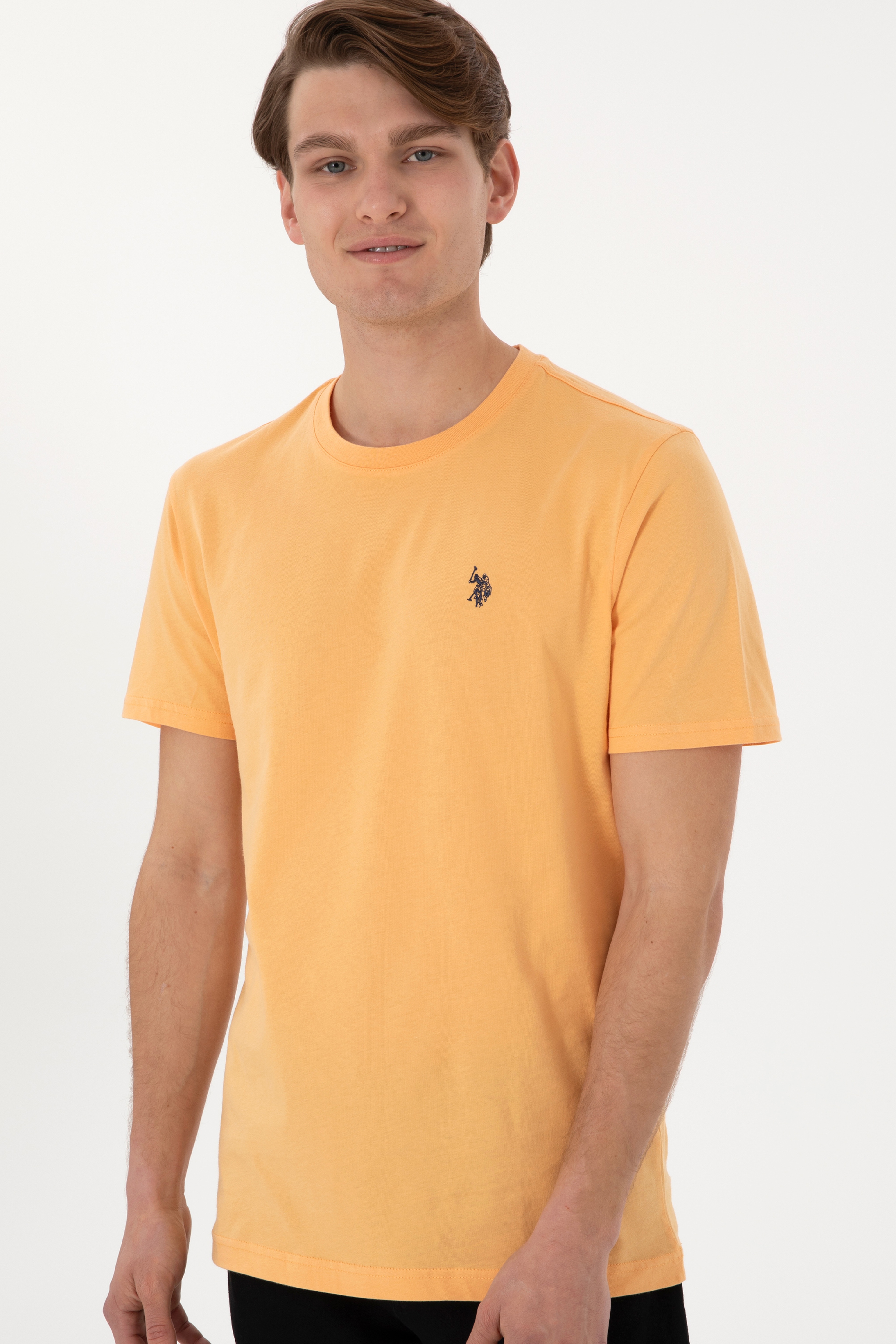 Erkek Regular Fit Bisiklet Yaka Turuncu Basic Tişört
