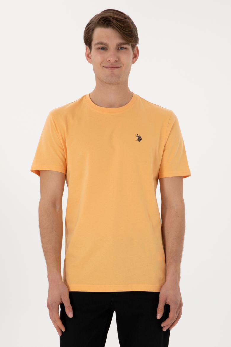 Erkek Regular Fit Bisiklet Yaka Turuncu Basic Tişört