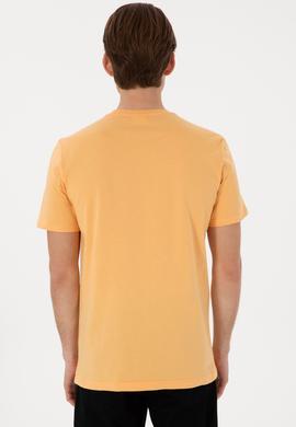Erkek Regular Fit Bisiklet Yaka Turuncu Basic Tişört - 50298035067