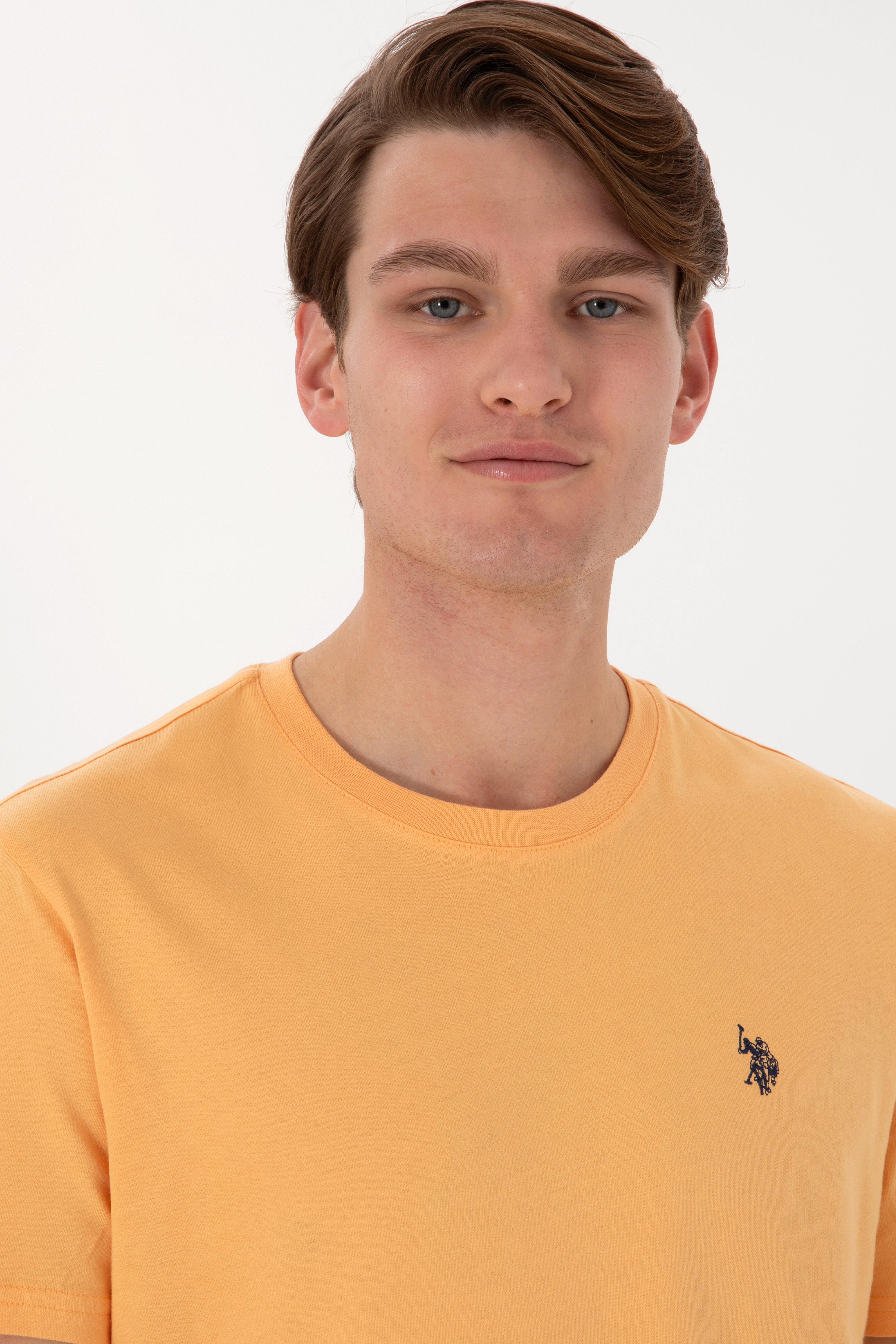 Erkek Regular Fit Bisiklet Yaka Turuncu Basic Tişört - Image 2