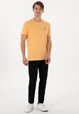 Erkek Regular Fit Bisiklet Yaka Turuncu Basic Tişört - 50298035067