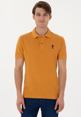 Erkek Slim Fit Polo Yaka Hardal Basic Tişört - 50298041271