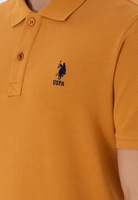 Erkek Slim Fit Polo Yaka Hardal Basic Tişört - 50298041271