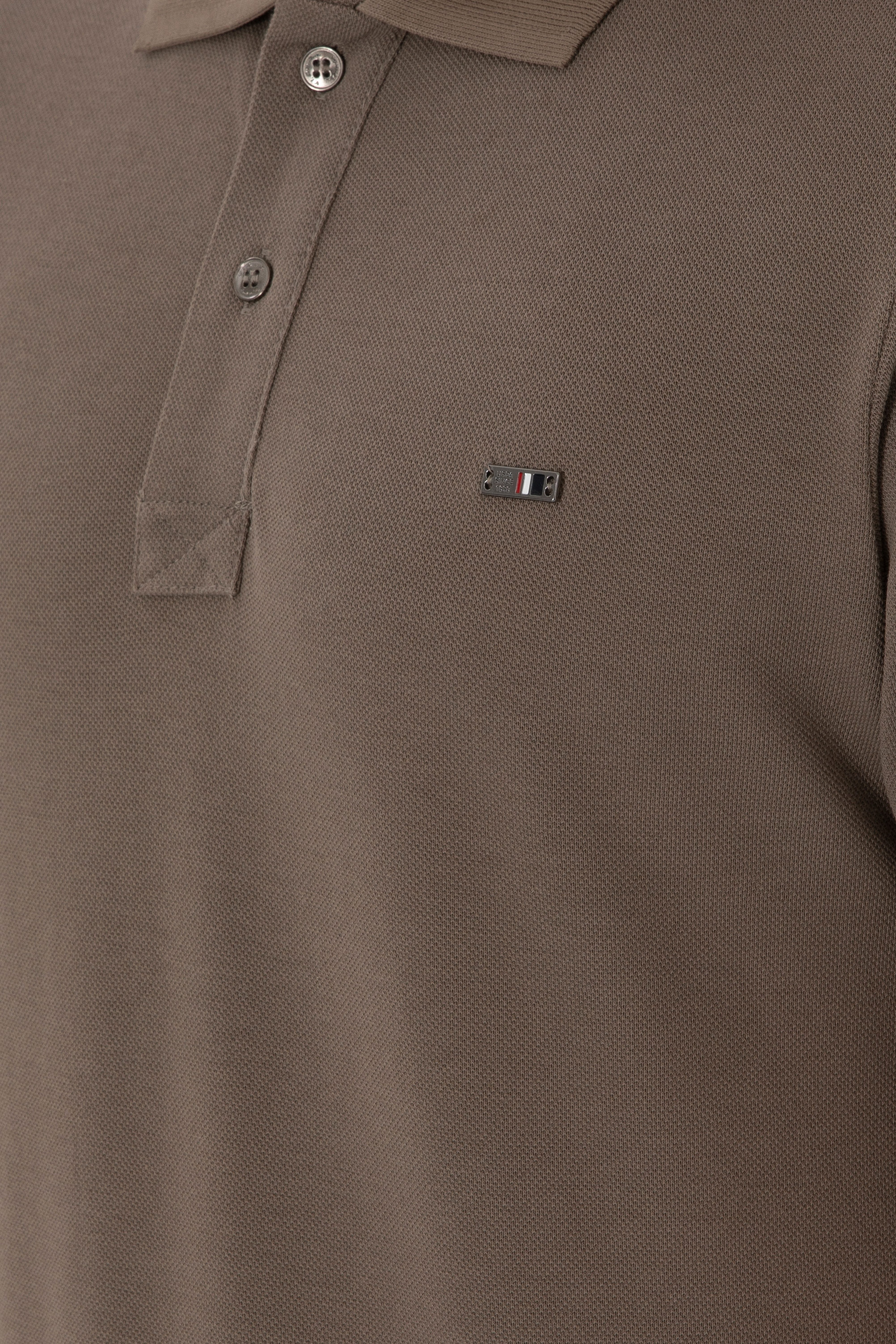 Erkek Slim Fit Polo Yaka Vizon Basic Tişört