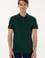 Erkek Slim Fit Polo Yaka Koyu Yeşil Basic Tişört