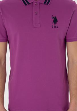 Erkek Slim Fit Polo Yaka Menekşe Basic Tişört - 50298010137