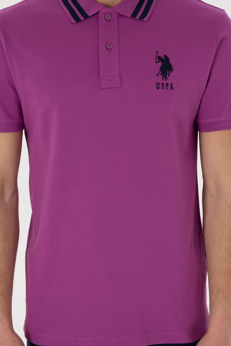 Erkek Slim Fit Polo Yaka Menekşe Basic Tişört - 50298010137