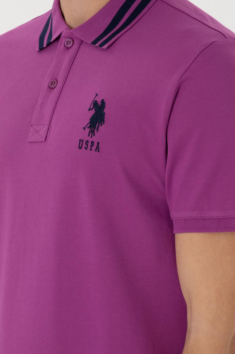 Erkek Slim Fit Polo Yaka Menekşe Basic Tişört