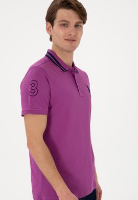 Erkek Slim Fit Polo Yaka Menekşe Basic Tişört - 50298010137