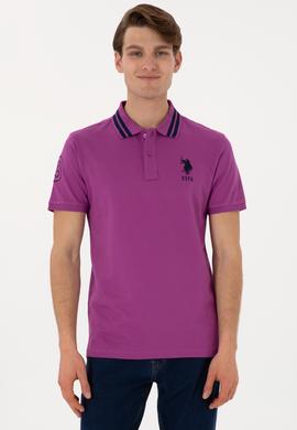 Erkek Slim Fit Polo Yaka Menekşe Basic Tişört - 50298010137