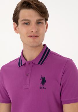 Erkek Slim Fit Polo Yaka Menekşe Basic Tişört - 50298010137