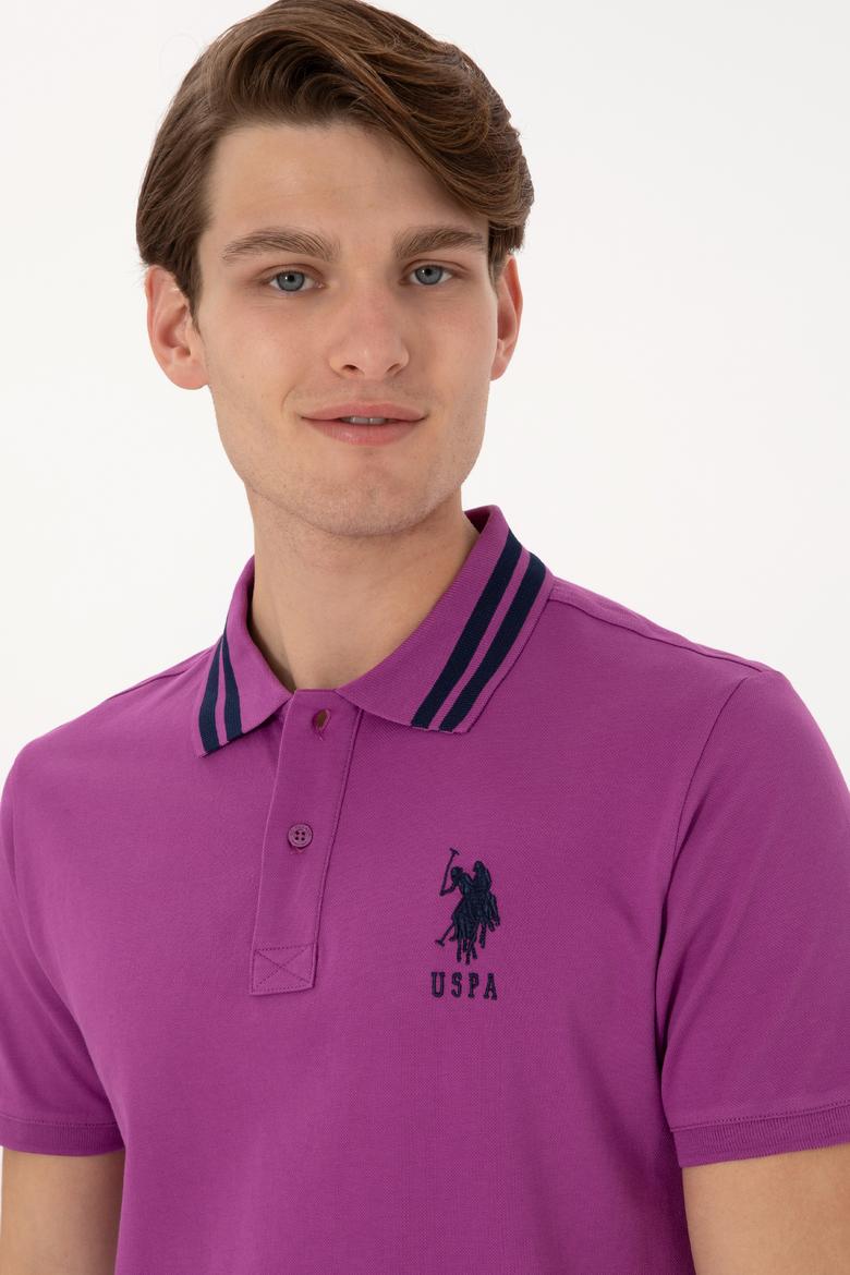 Erkek Slim Fit Polo Yaka Menekşe Basic Tişört - 50298010137