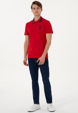 Erkek Slim Fit Polo Yaka Kırmızı Basic Tişört - 50298010032