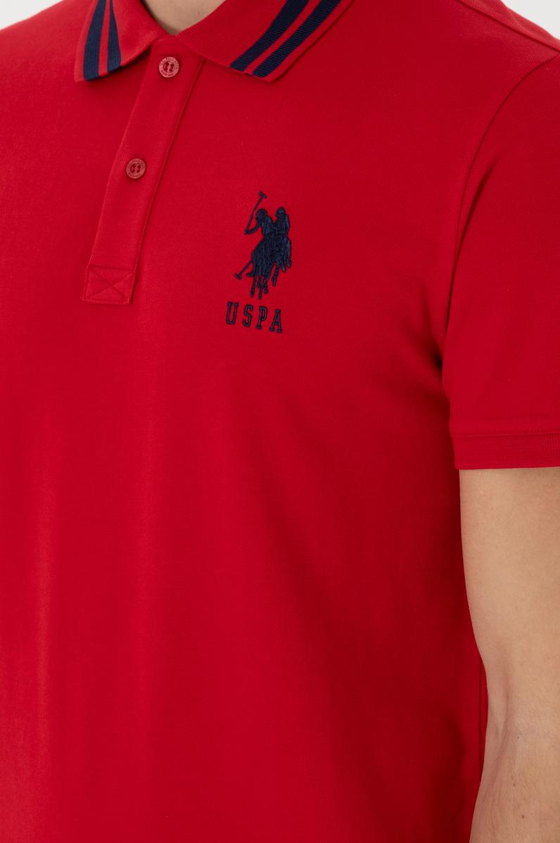 Erkek Slim Fit Polo Yaka Kırmızı Basic Tişört