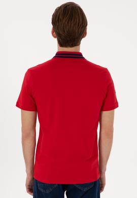 Erkek Slim Fit Polo Yaka Kırmızı Basic Tişört - 50298010032