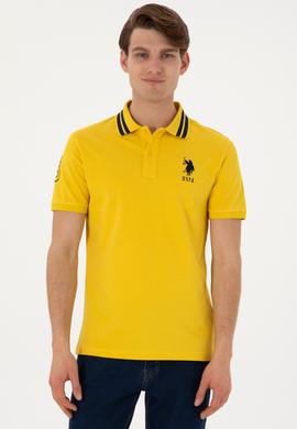 Erkek Slim Fit Polo Yaka Sarı Basic Tişört - 50298010103