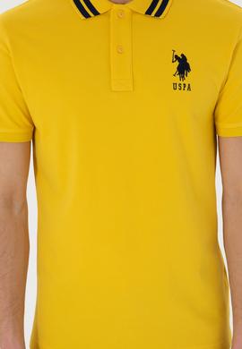 Erkek Slim Fit Polo Yaka Sarı Basic Tişört - 50298010103