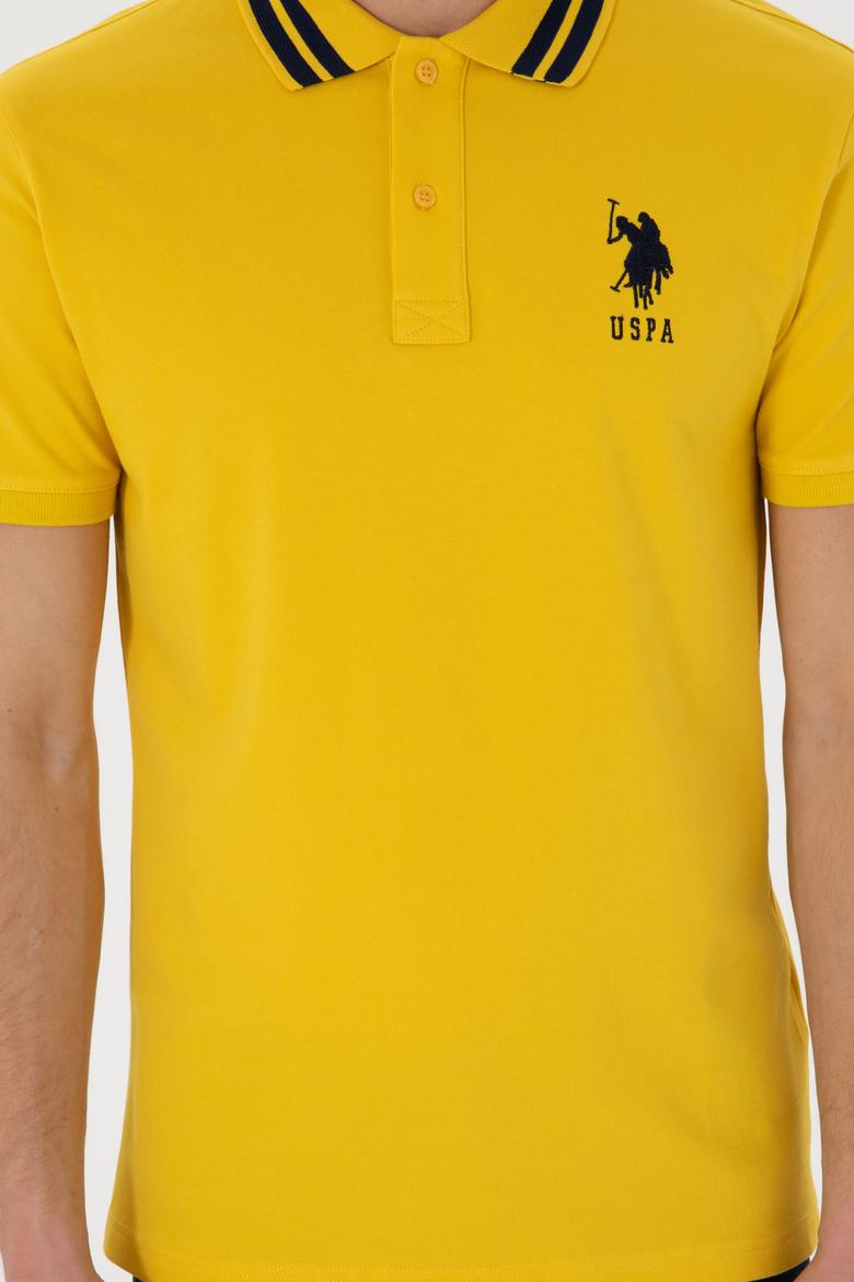 Erkek Slim Fit Polo Yaka Sarı Basic Tişört - 50298010103