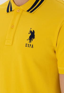 Erkek Slim Fit Polo Yaka Sarı Basic Tişört - 50298010103