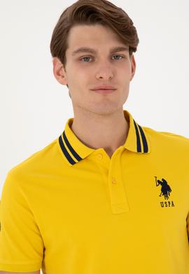 Erkek Slim Fit Polo Yaka Sarı Basic Tişört - 50298010103