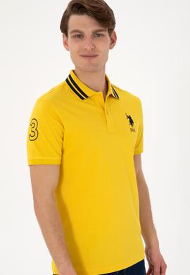 Erkek Slim Fit Polo Yaka Sarı Basic Tişört - 50298010103