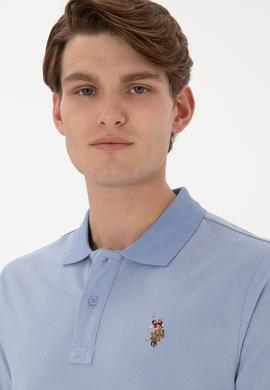 Erkek Regular Fit Polo Yaka Mavi Basic Tişört - 50298072030