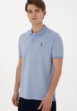 Erkek Regular Fit Polo Yaka Mavi Basic Tişört - 50298072030
