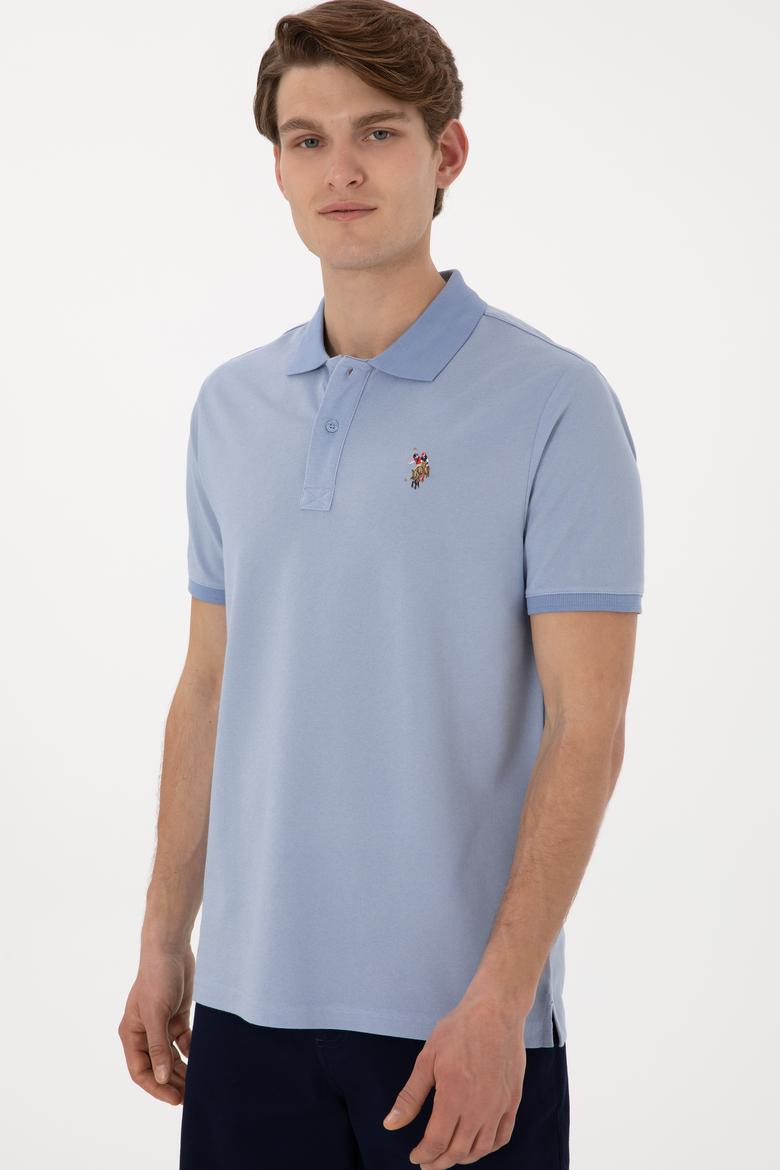 Erkek Regular Fit Polo Yaka Mavi Basic Tişört - 50298072030