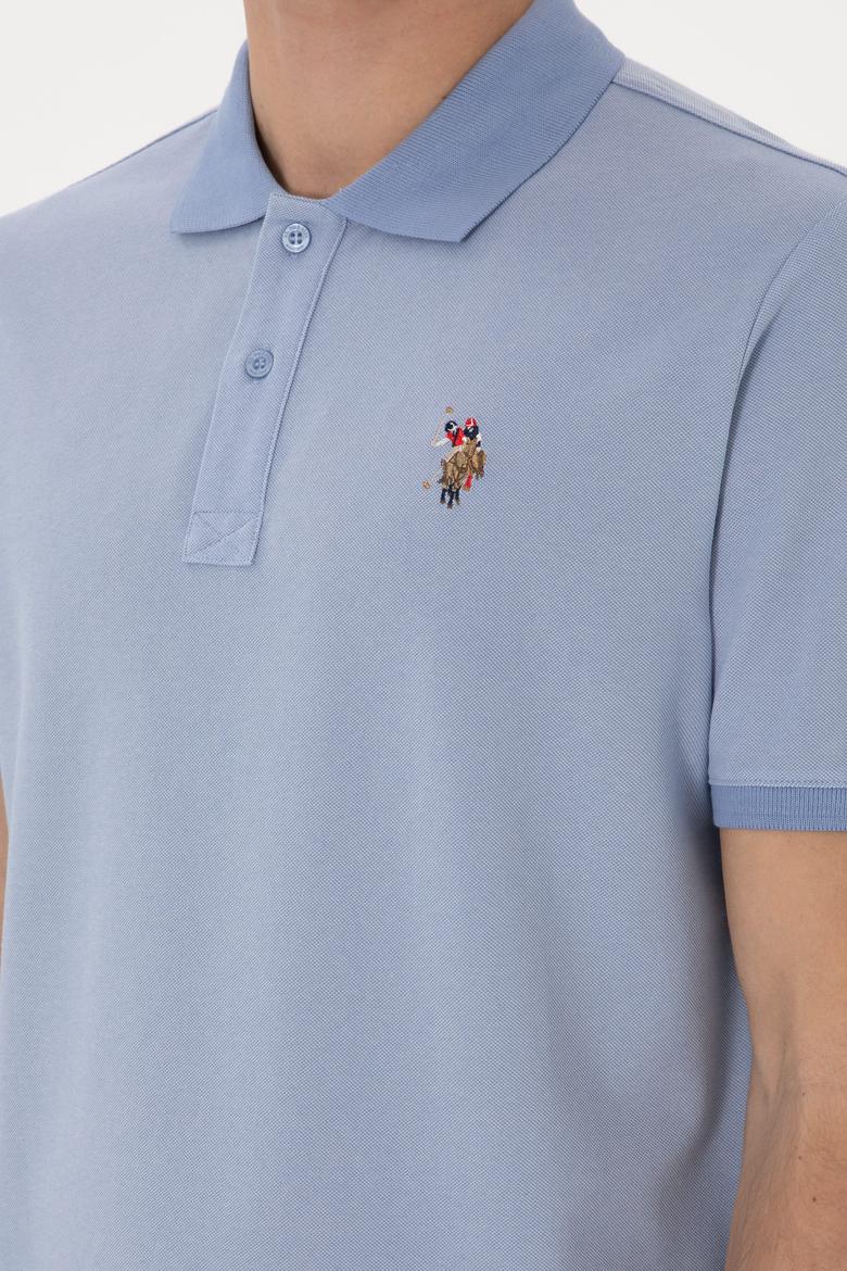 Erkek Regular Fit Polo Yaka Mavi Basic Tişört - 50298072030