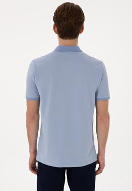 Erkek Regular Fit Polo Yaka Mavi Basic Tişört - 50298072030