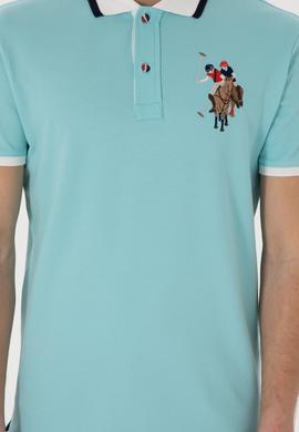 Erkek Slim Fit Polo Yaka Aqua Basic Tişört - 50298073058