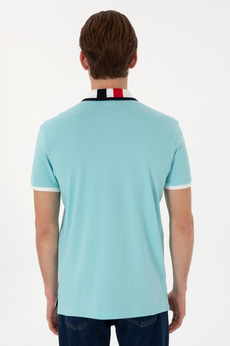 Erkek Slim Fit Polo Yaka Aqua Basic Tişört - 50298073058