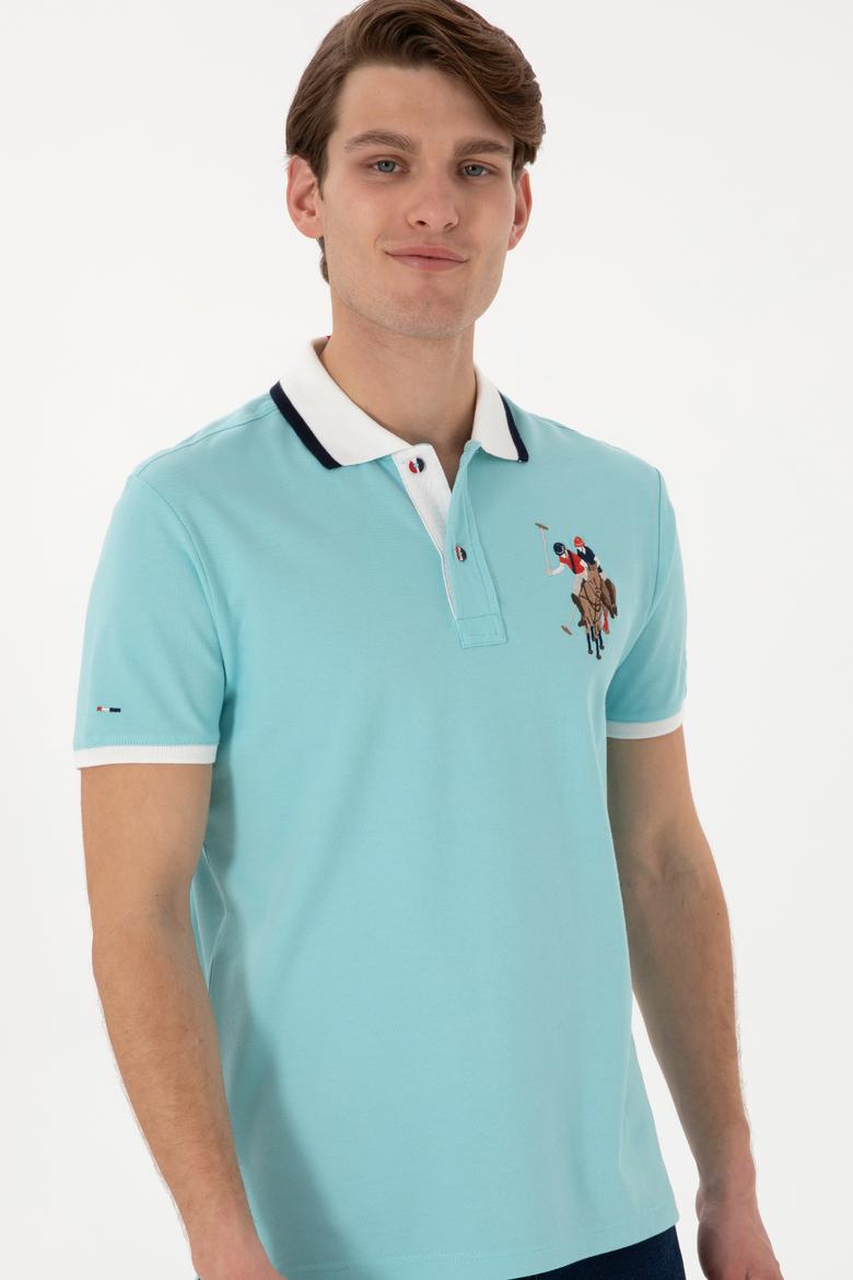 Erkek Slim Fit Polo Yaka Aqua Basic Tişört - 50298073058