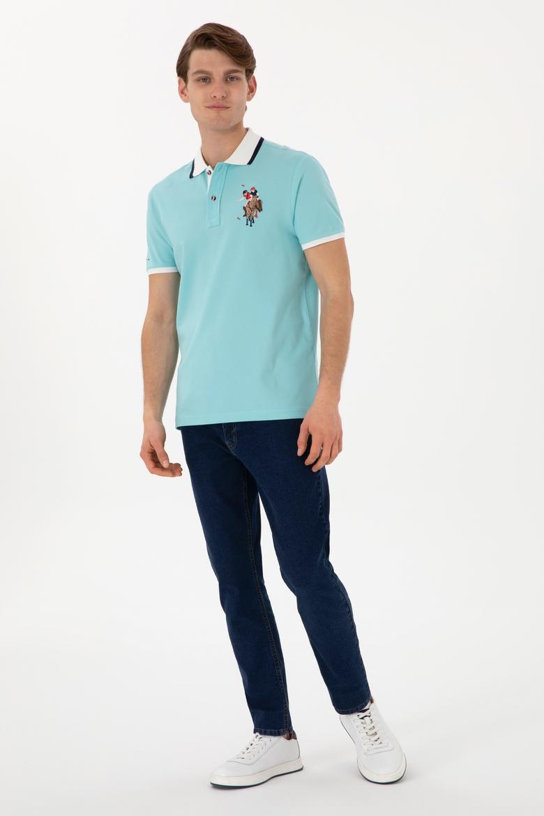 Erkek Slim Fit Polo Yaka Aqua Basic Tişört - 50298073058
