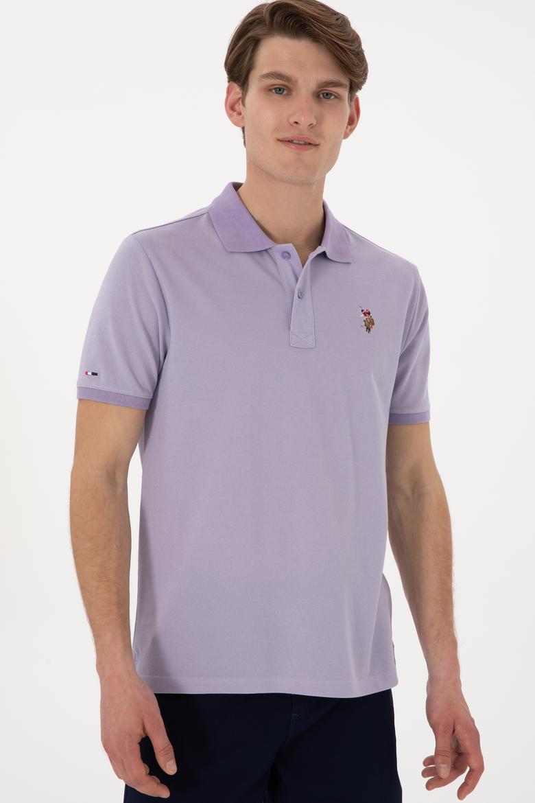 Erkek Regular Fit Polo Yaka Lila Basic Tişört - 50298072007