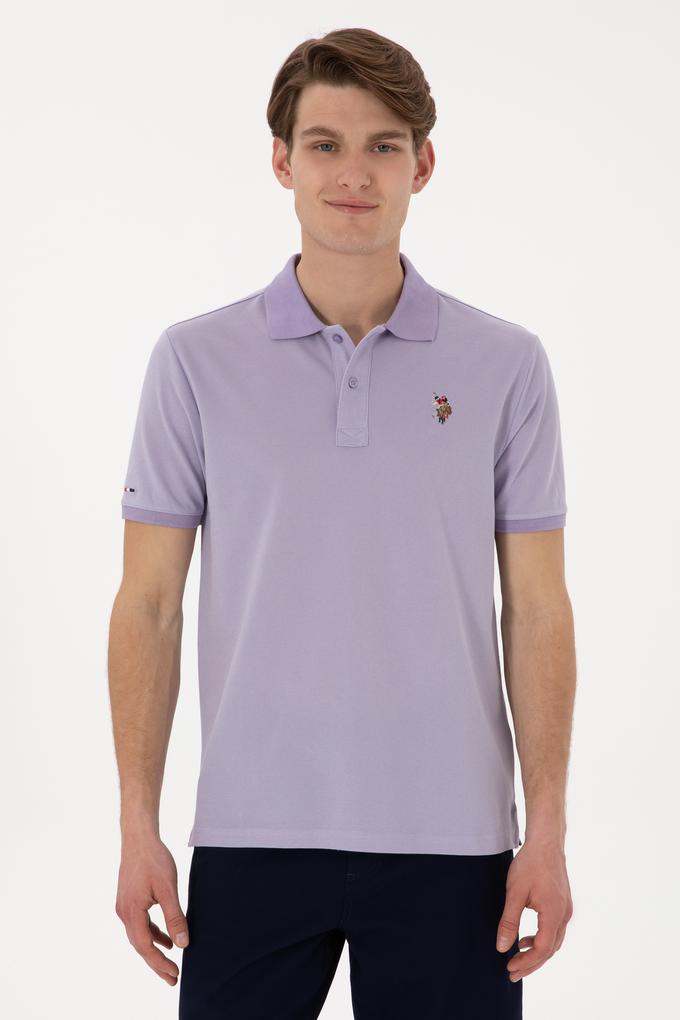 Erkek Regular Fit Polo Yaka Lila Basic Tişört