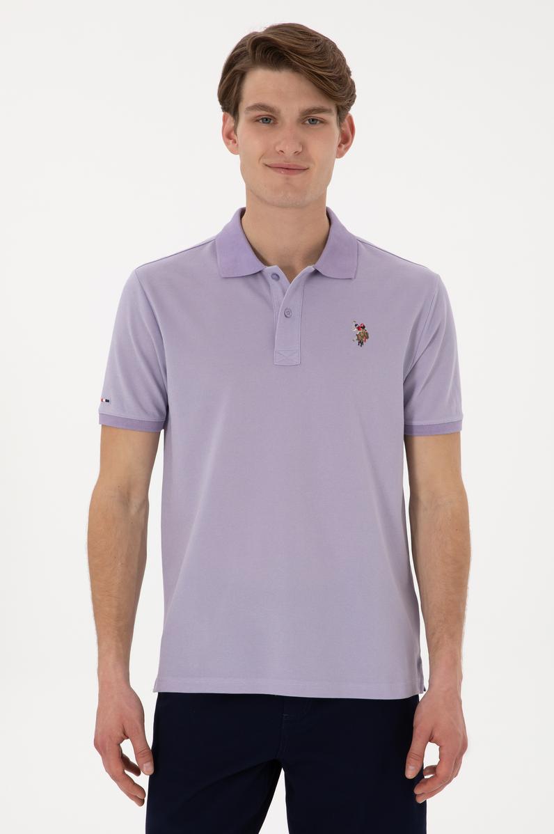 Erkek Regular Fit Polo Yaka Lila Basic Tişört