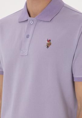 Erkek Regular Fit Polo Yaka Lila Basic Tişört - 50298072007