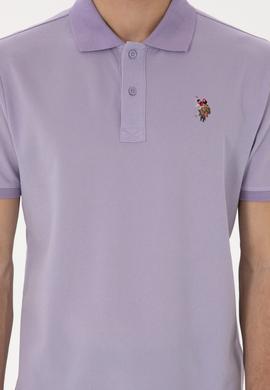 Erkek Regular Fit Polo Yaka Lila Basic Tişört - 50298072007