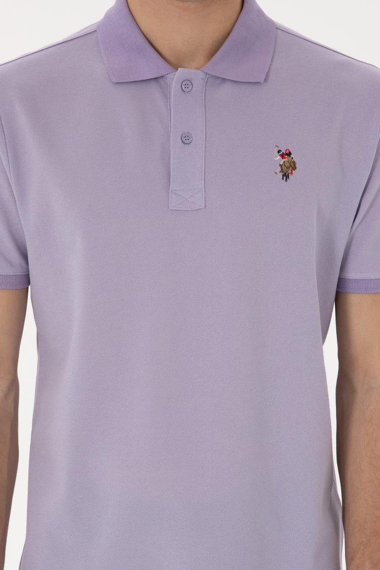 Erkek Regular Fit Polo Yaka Lila Basic Tişört - 50298072007