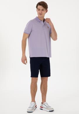 Erkek Regular Fit Polo Yaka Lila Basic Tişört - 50298072007